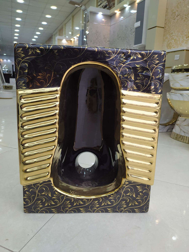 کاسه توالت ایرانی مشکی طلایی