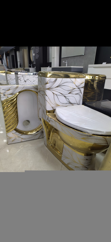 ست توالت فرنگی و ایرانی سفید طلایی کد114