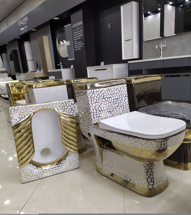 توالت فرنگی و ایرانی لوکس سفید طلایی کد۱۲۲