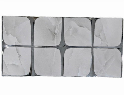 کاشی تک گل دکوری سفید نقره ای طرح هلن