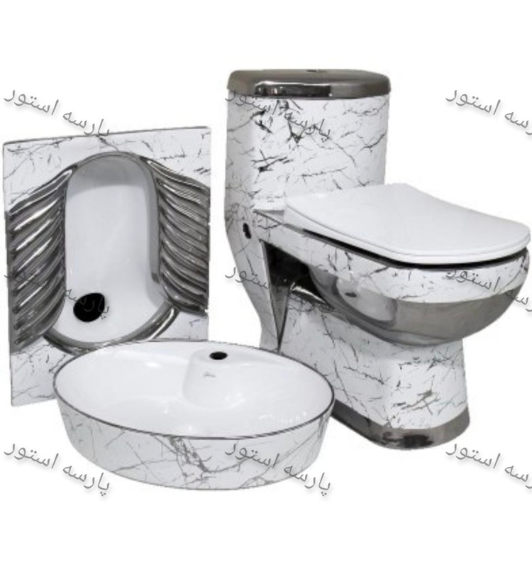 توالت فرنگی لوکس سفید نقره ای کد118