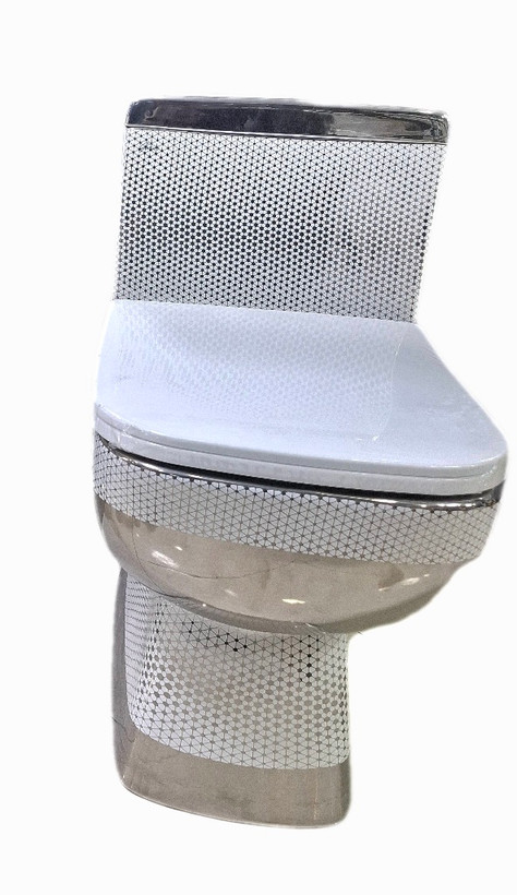 توالت فرنگی لوکس سفید نقره ای کد106