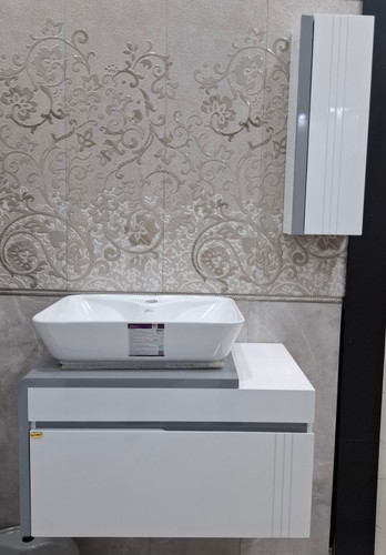 کابینت روشویی سفید طوسی طرح ال