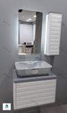 روشویی کابینتی مدلPسفید طوسی فول ست اینه تاچ بک لایت