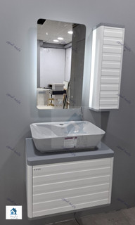 روشویی کابینتی مدلPسفید طوسی فول ست اینه تاچ بک لایت