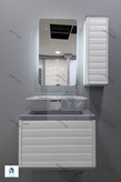 روشویی کابینتی مدلPسفید طوسی فول ست اینه تاچ بک لایت