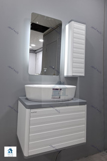 روشویی کابینتی مدلP رویه سفید فول ست اینه تاچ بک لایت
