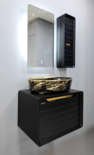 روشویی کابینتی مدلSمشکی طلایی فول ست اینه بک لایت