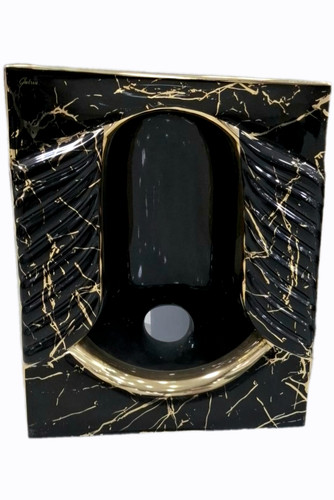 کاسه توالت ایرانی مشکی طلائی لوکس کد118 تمام رگه دار