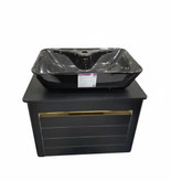 روشویی کابینتی مشکی طلایی 60در40 رویه مشکی و اینه فول ست