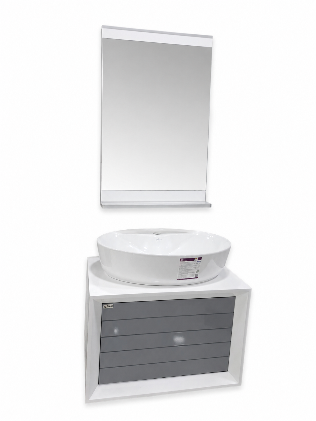 روشویی کابینتی مدل ژوپیتر سفید طوسی و اینه